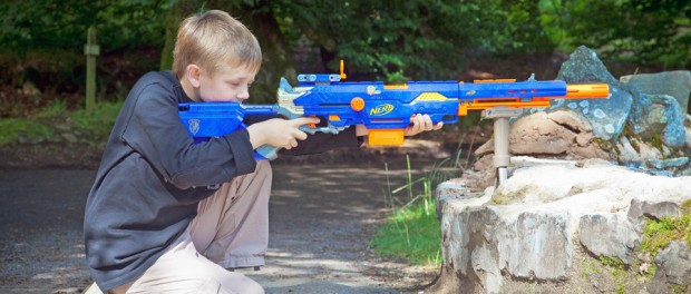 Nerf Sniper boy using Nerf sniper rifle
